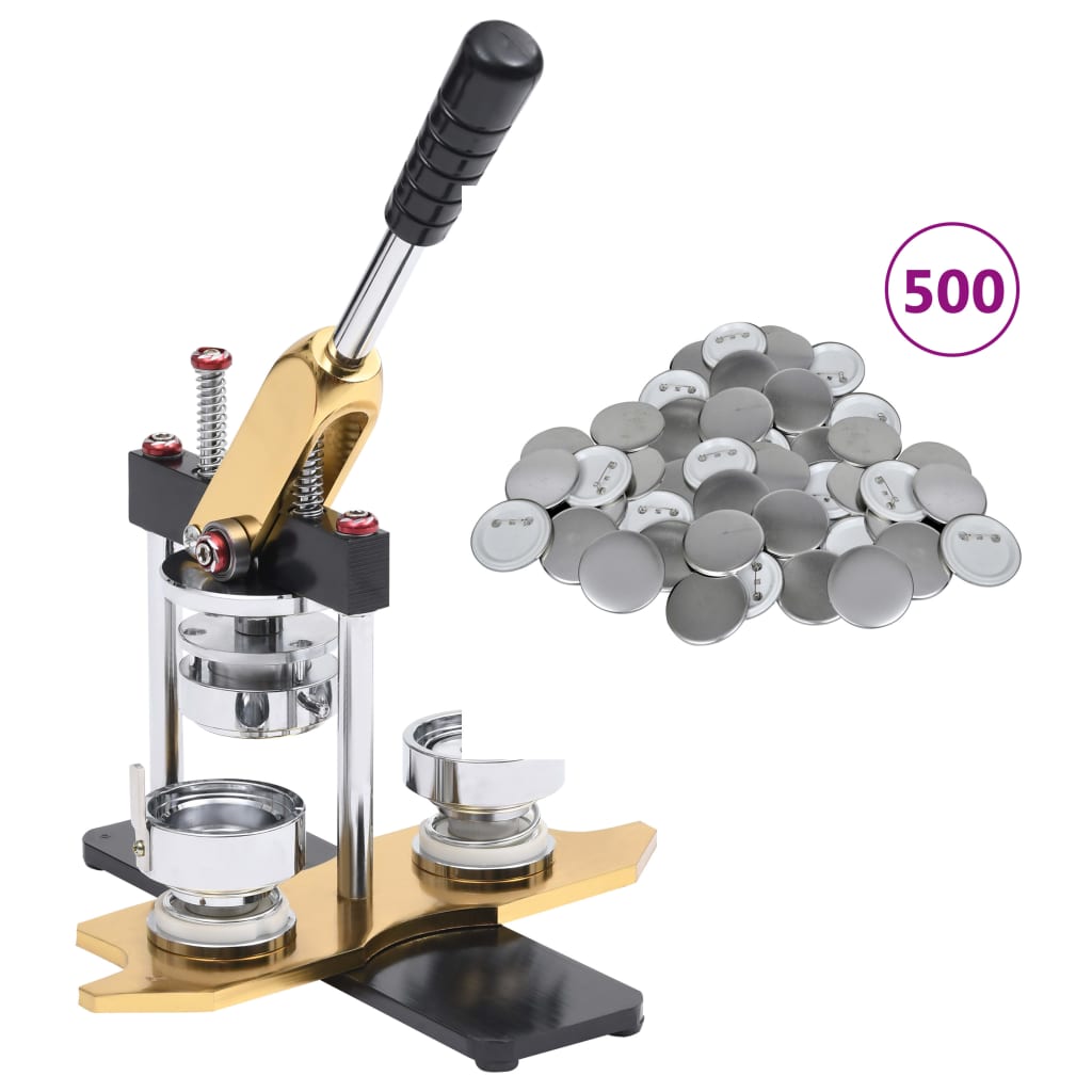 Buttonmaschine mit 500 Button-Teilen 37 mm Drehstanze Buttonmaschine mit 500 Button-Teilen 37 mm Drehstanze