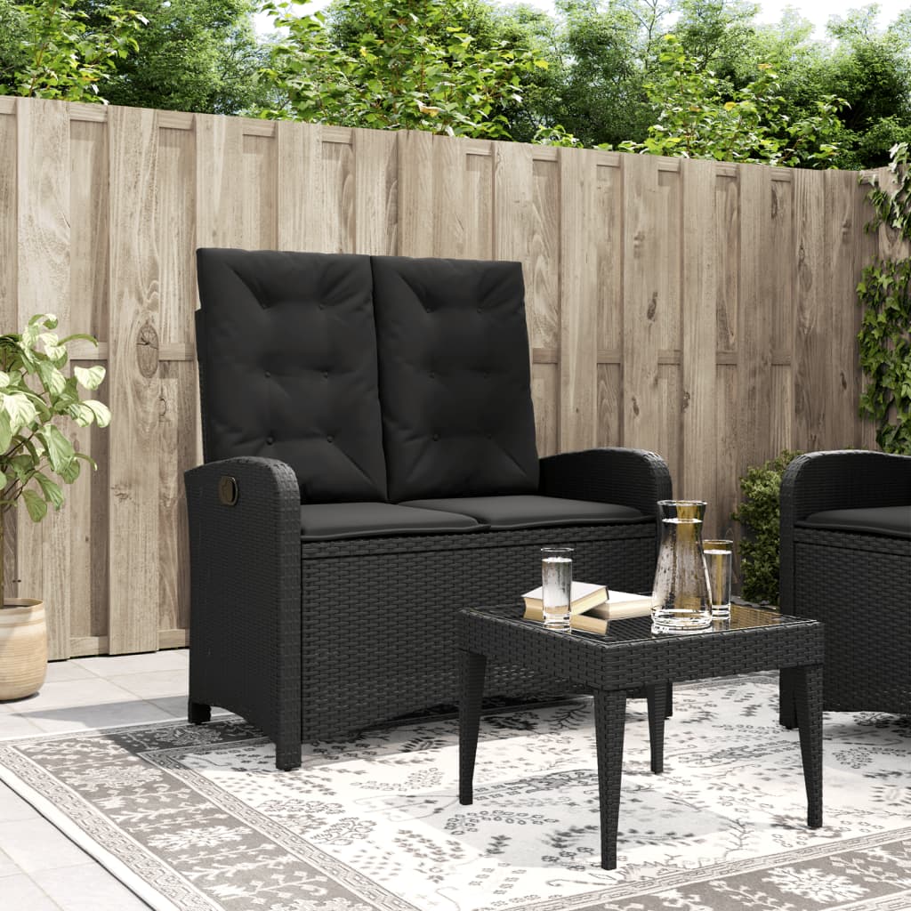 Gartenbank Verstellbar mit Kissen Schwarz Poly Rattan Gartenbank Verstellbar mit Kissen Schwarz Poly Rattan