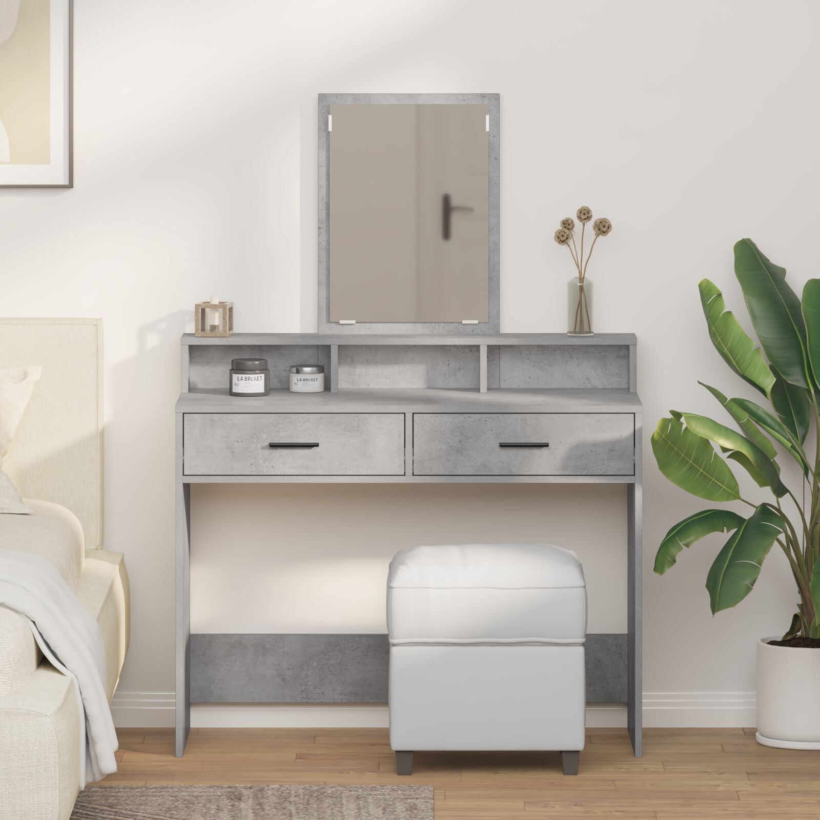 vidaXL Schminktisch mit Schubladen, Beton Grau, 100x41x140 cm
