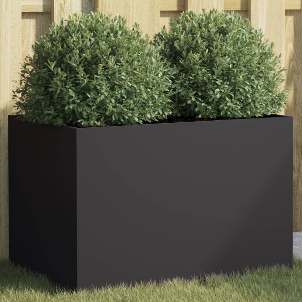 Pflanzkübel Schwarz 62x40x39 cm Kaltgewalzter Stahl