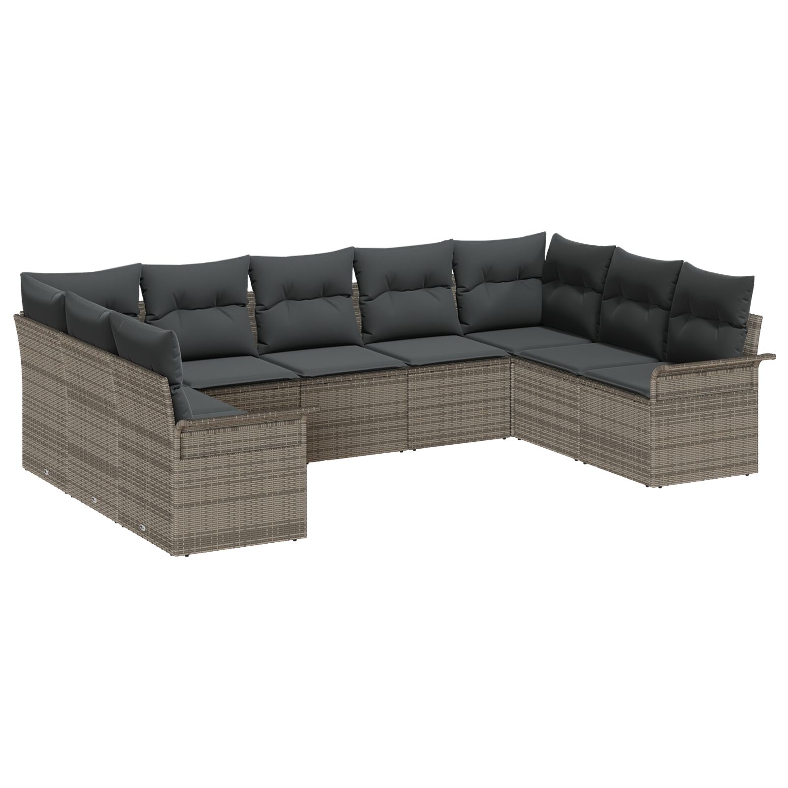 9-teilige Garten Sofa Set mit Kissen Grau Poly Rattan, 2-Sitzer Garten Sofa mit Stauraum & Kissen Grau Poly Rattan 9-teilige Garten Sofa Set mit Kissen Grau Poly Rattan, 2-Sitzer Garten Sofa mit Stauraum & Kissen Grau Poly Rattan
