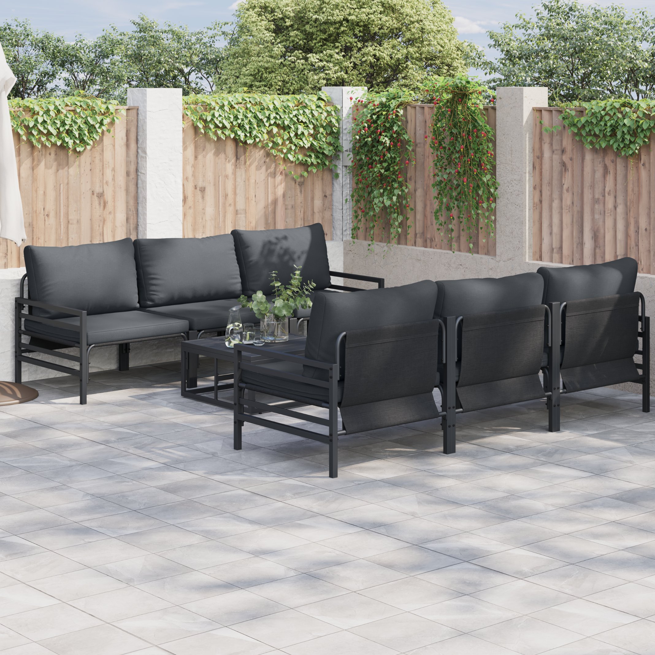 Garten-Sofa-Set mit Kissen mit Kissen 7 pcs Anthrazit 70 x 70,5 x 31,5 cm
