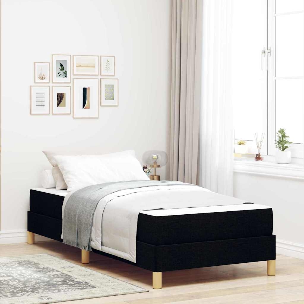Boxspringbett Schwarz, Braun 100 x 200 cm Stoff, Ingenieurholz