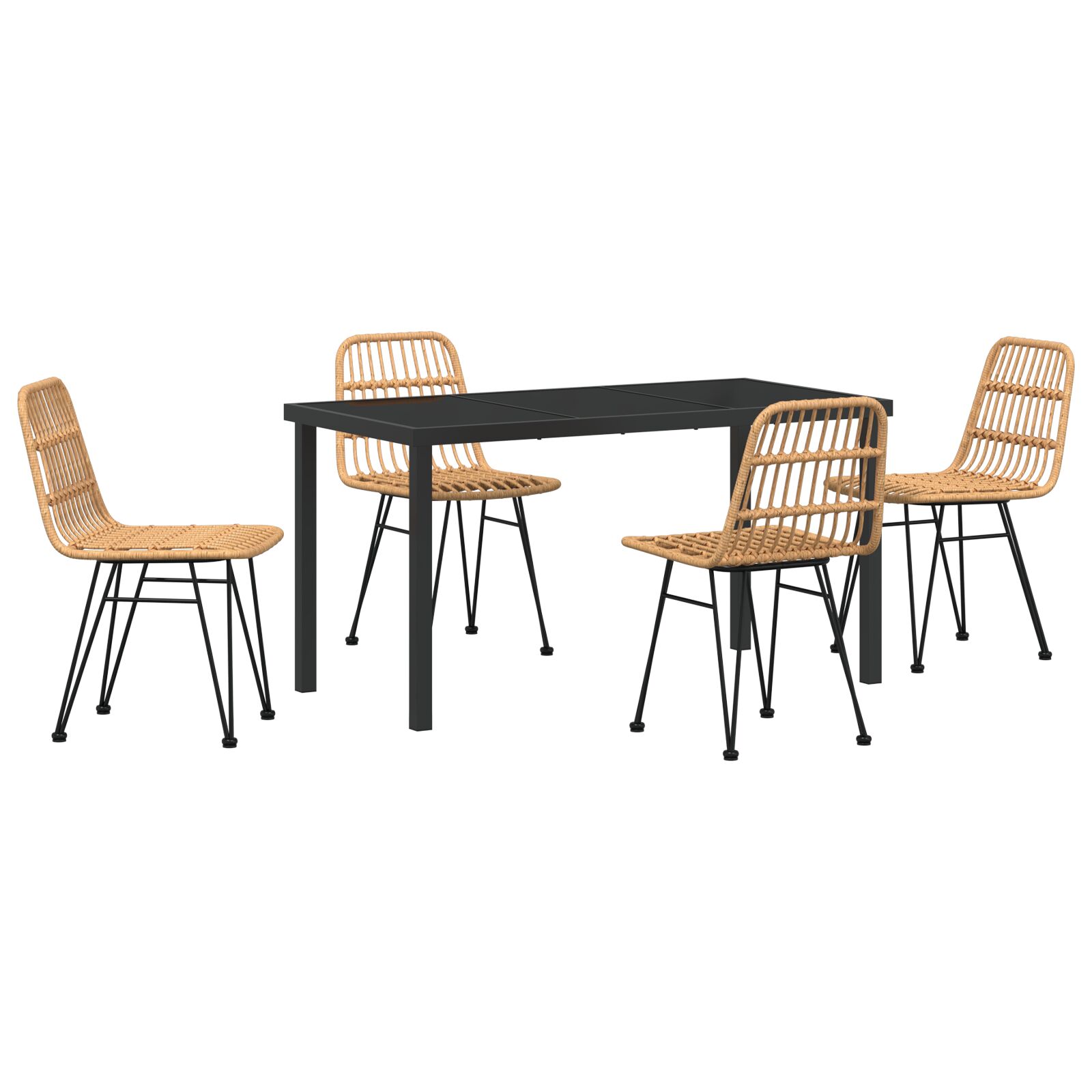 5-teiliges Garten-Essplatz-Set braun Poly Rattan 5-teiliges Garten-Essplatz-Set braun Poly Rattan