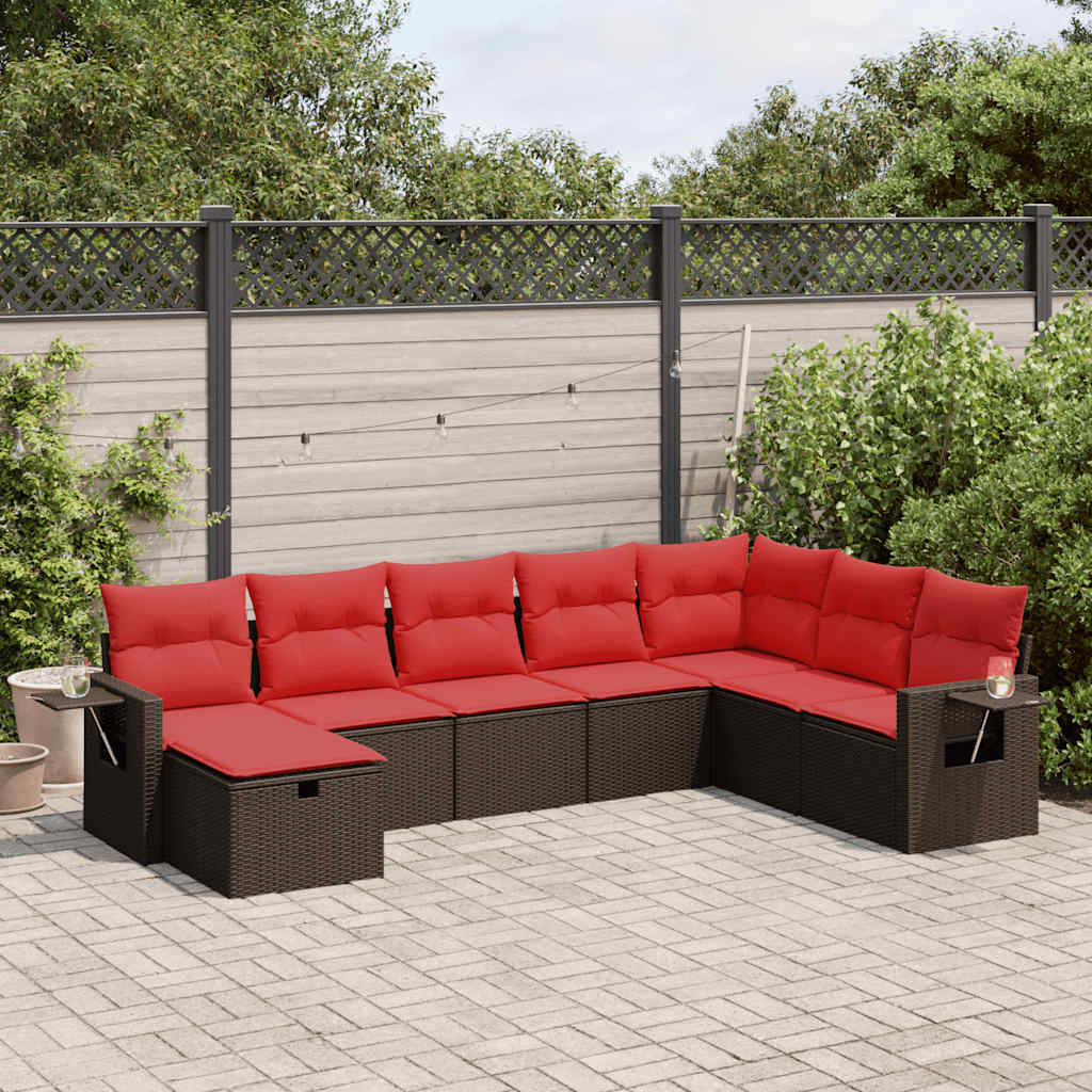 8-tlg. Garten-Sofagarnitur mit Kissen Braun Poly Rattan 8-tlg. Garten-Sofagarnitur mit Kissen Braun Poly Rattan
