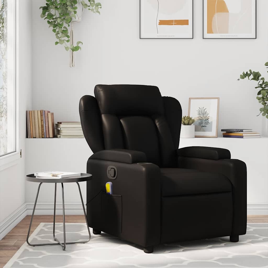 Massage-Relaxsessel, Kunstleder, Schwarz