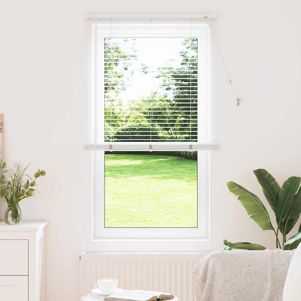 Fenster Jalousie mit Vorhängen Sonstiges Weiß 80 x 130 cm Aluminium