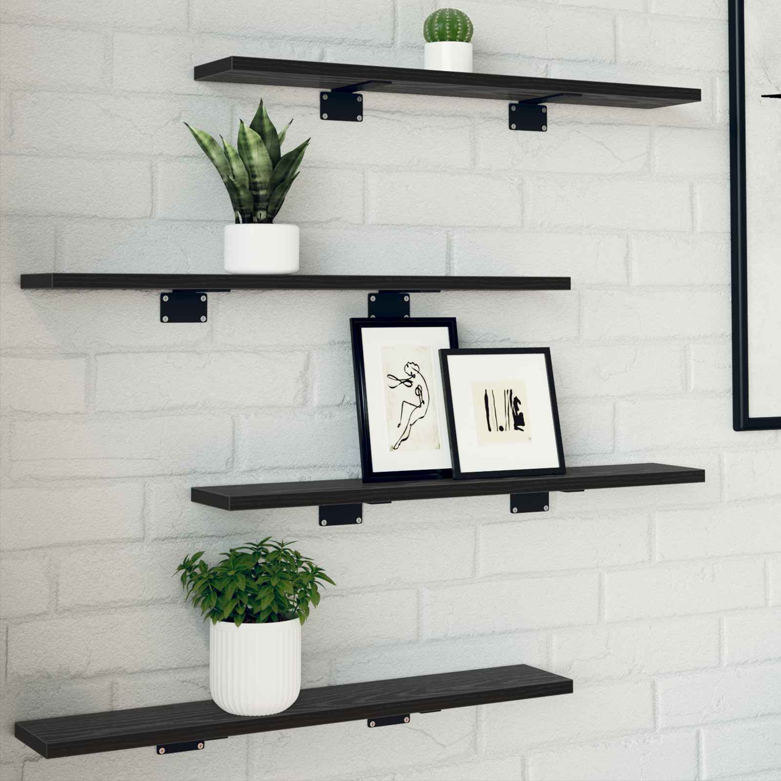 Wandmontierte Regale Schwarze Eiche Holzwerkstoff 60 x 10 x 1,5 cm