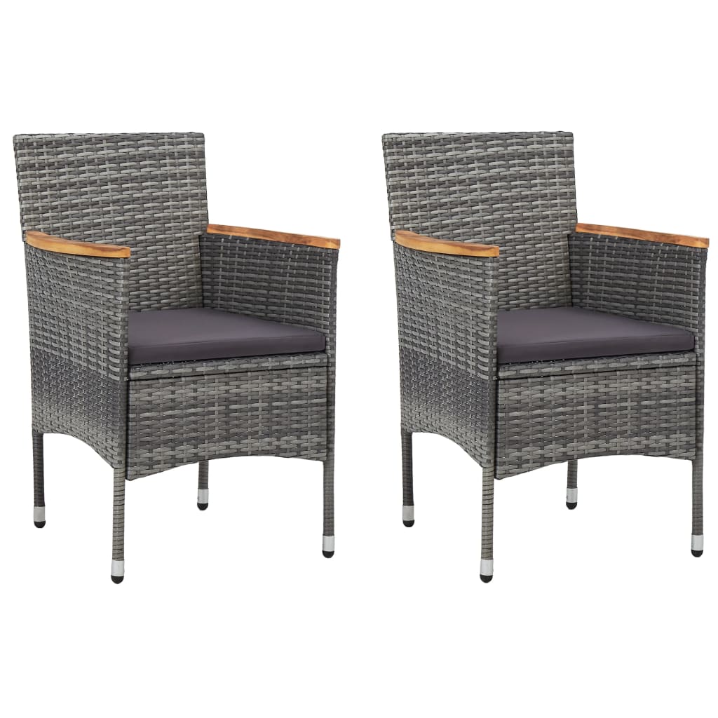 Garten-Essstühle 2 Stk. Poly Rattan Grau Garten-Essstühle 2 Stk. Poly Rattan Grau