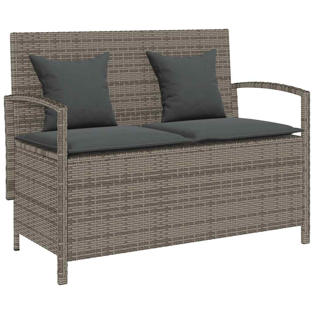 Gartenbank mit Stauraum und Kissen Grau Poly Rattan Gartenbank mit Stauraum und Kissen Grau Poly Rattan