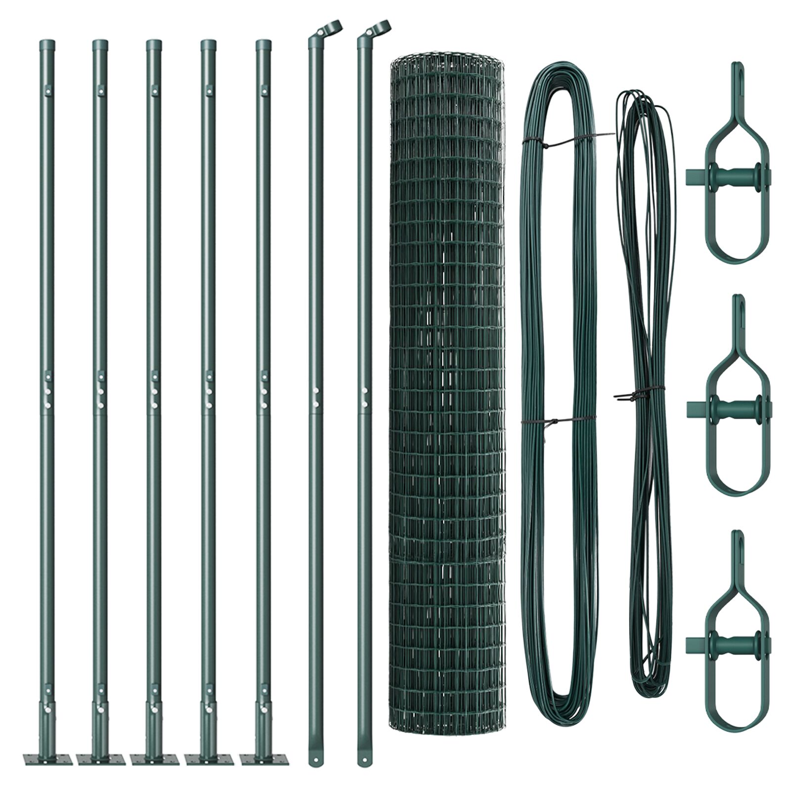 Euro Zaun mit 7 Flanschpfosten 1.6x10 m Galvanisierter Stahl
