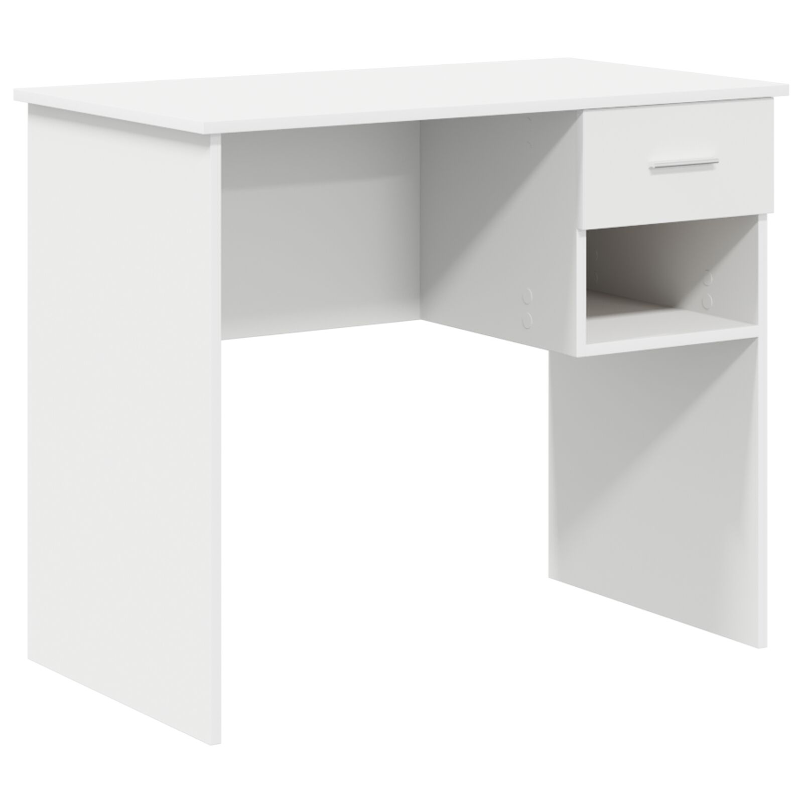 Tisch mit Stauraum Weiß 90x49.5x75 cm Holzwerkstoff