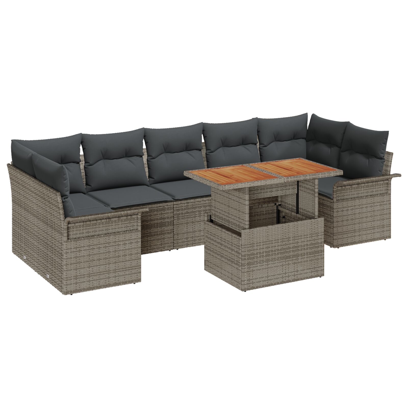 8-teiliges Garten-Sofa-Set mit Kissen grau Poly Rattan, 2-Sitzer Garten Sofa mit Stauraum & Kissen grau Poly Rattan 8-teiliges Garten-Sofa-Set mit Kissen grau Poly Rattan, 2-Sitzer Garten Sofa mit Stauraum & Kissen grau Poly Rattan