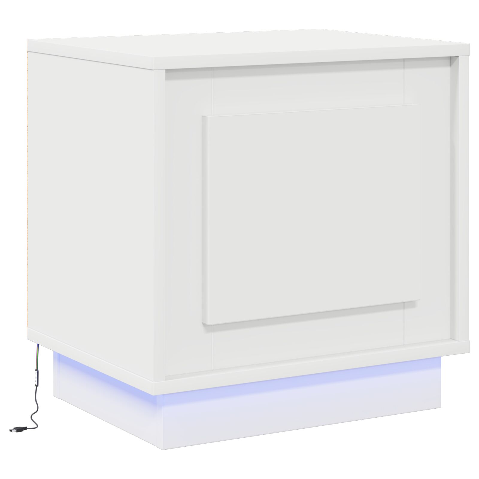 Nachttisch mit LED-Lichtern Weiß 44x34,5x45 cm