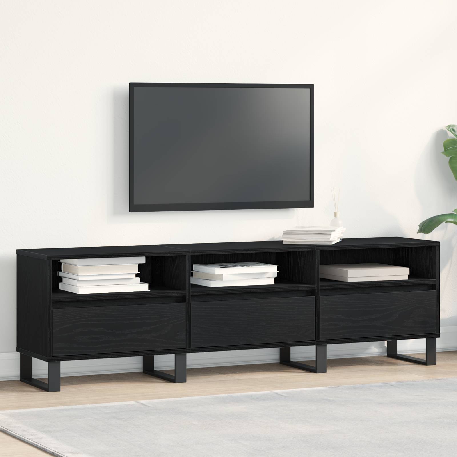 TV-Schrank Schwarz Eiche 150x30x44,5 cm Holzwerkstoff