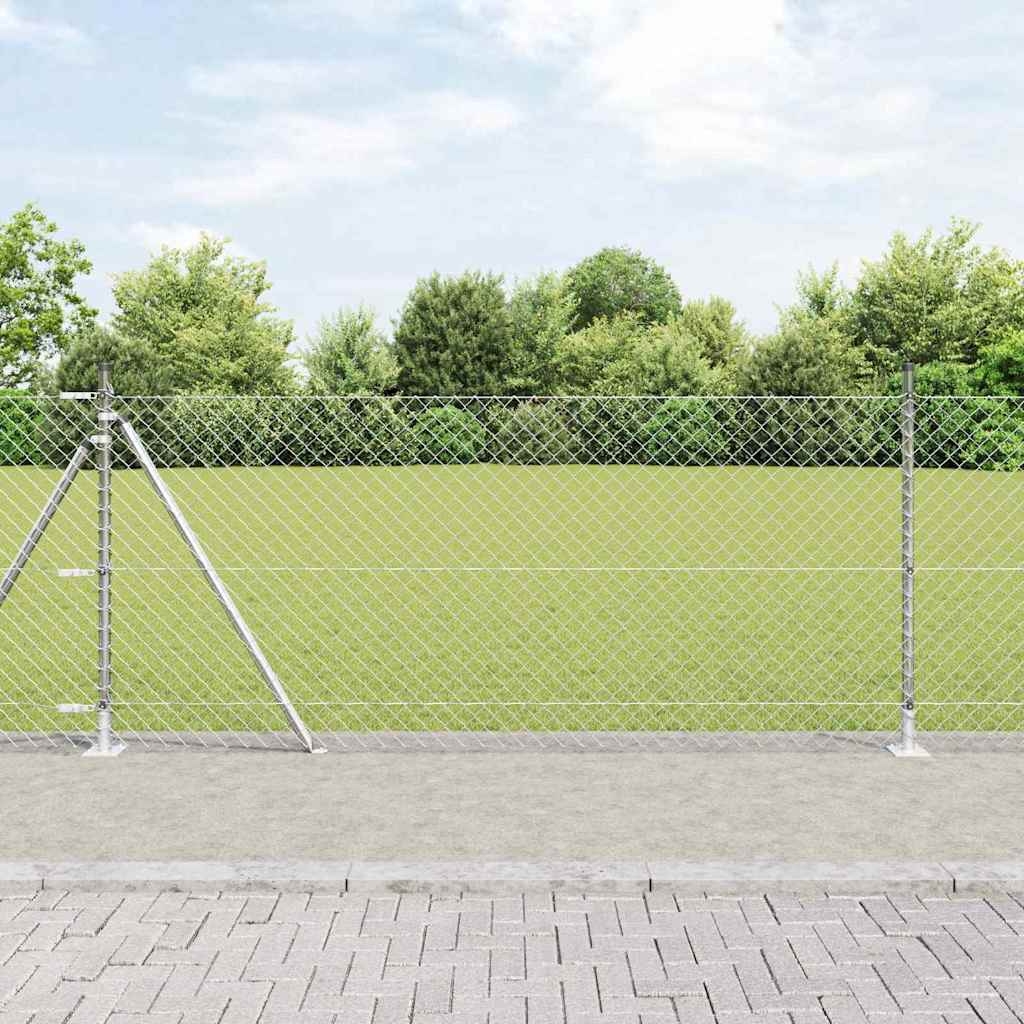 Zaunpfostenset Silber 10 x 0.8 m Verzinkter Stahl