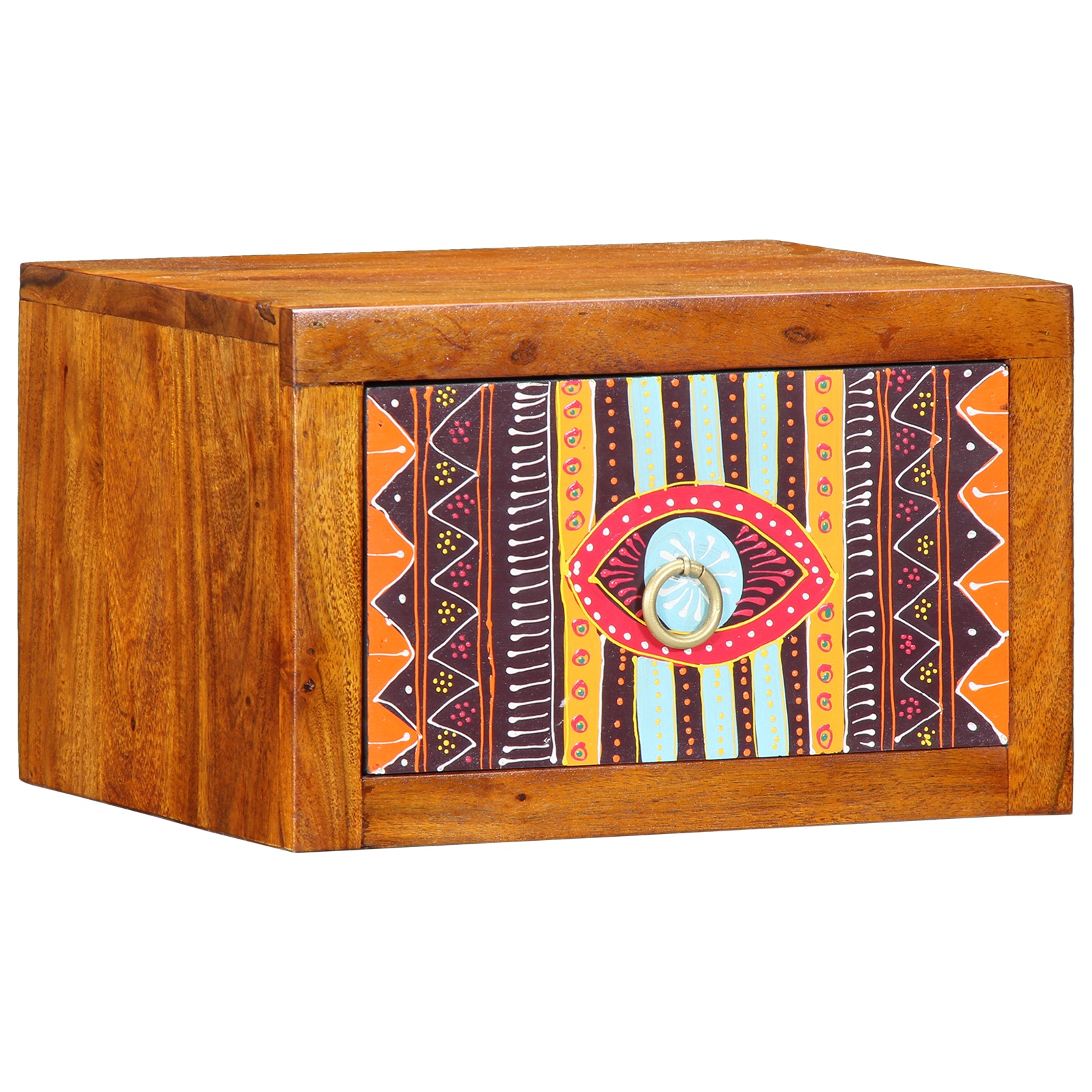 Nachttische Braun, Mehrfarbig 35 x 30 x 22 cm Massivholz Akazie