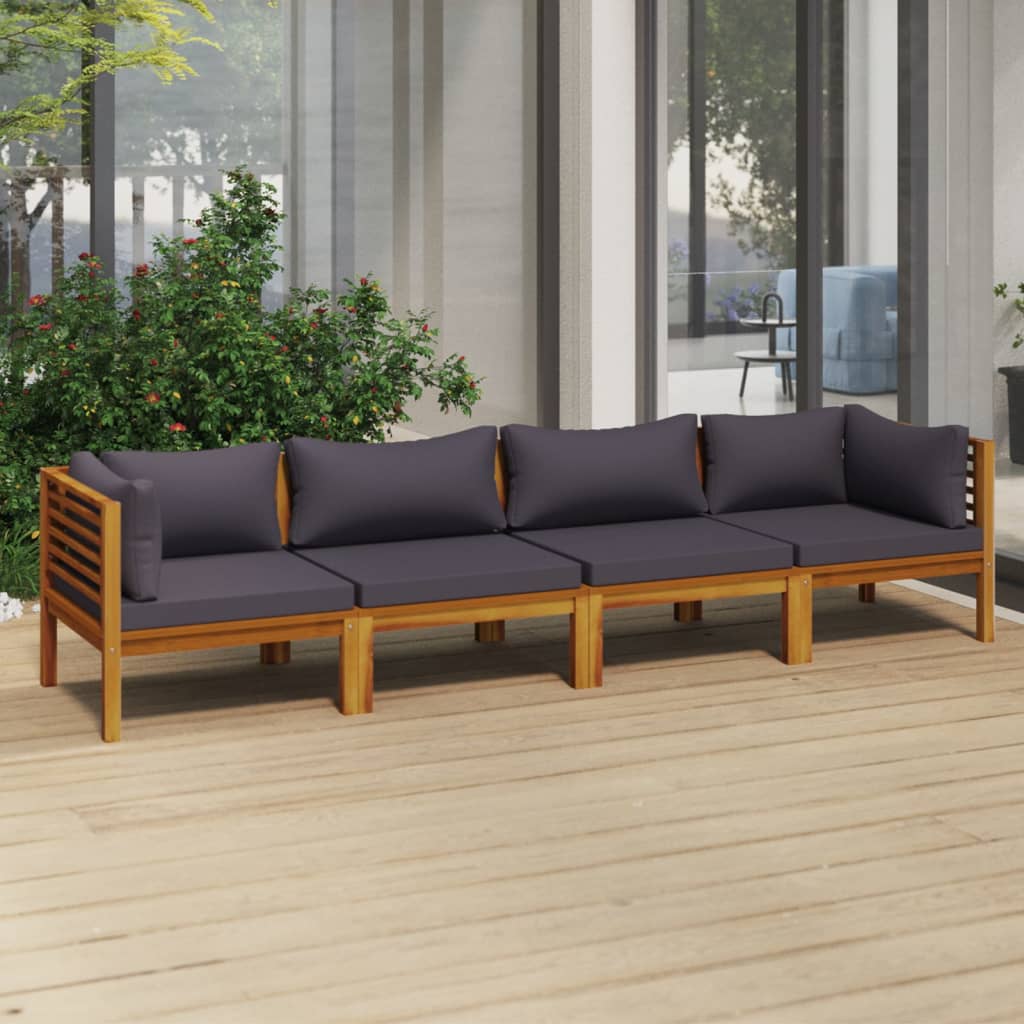 4-Sitzer-Gartensofa mit Kissen Massivholz Akazie 4-Sitzer-Gartensofa mit Kissen Massivholz Akazie