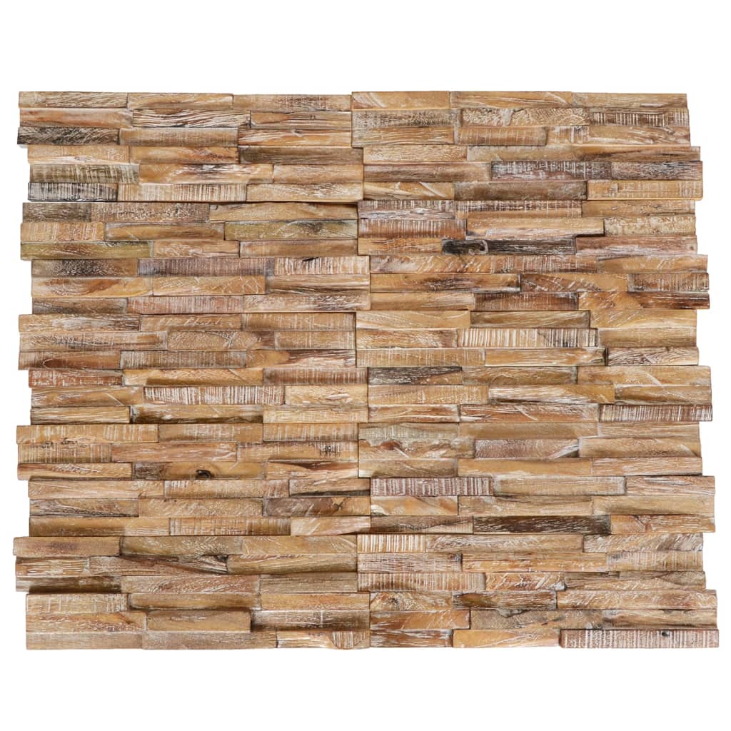 3D-Wandverkleidung 10 Stk. 1,01 m² Massivholz Teak