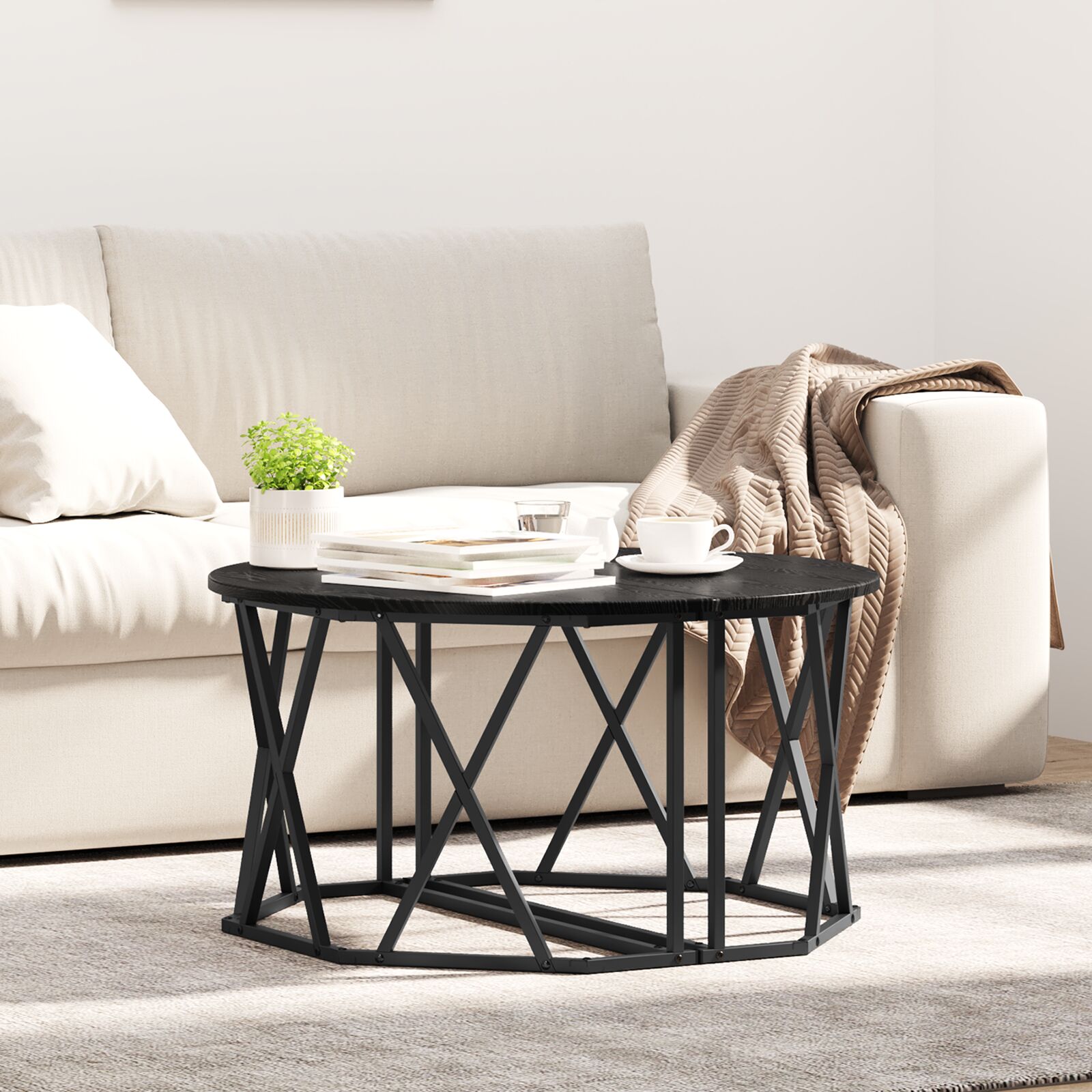 vidaXL Couchtisch Schwarz Eiche 80x80x42 cm Holzwerkstoff