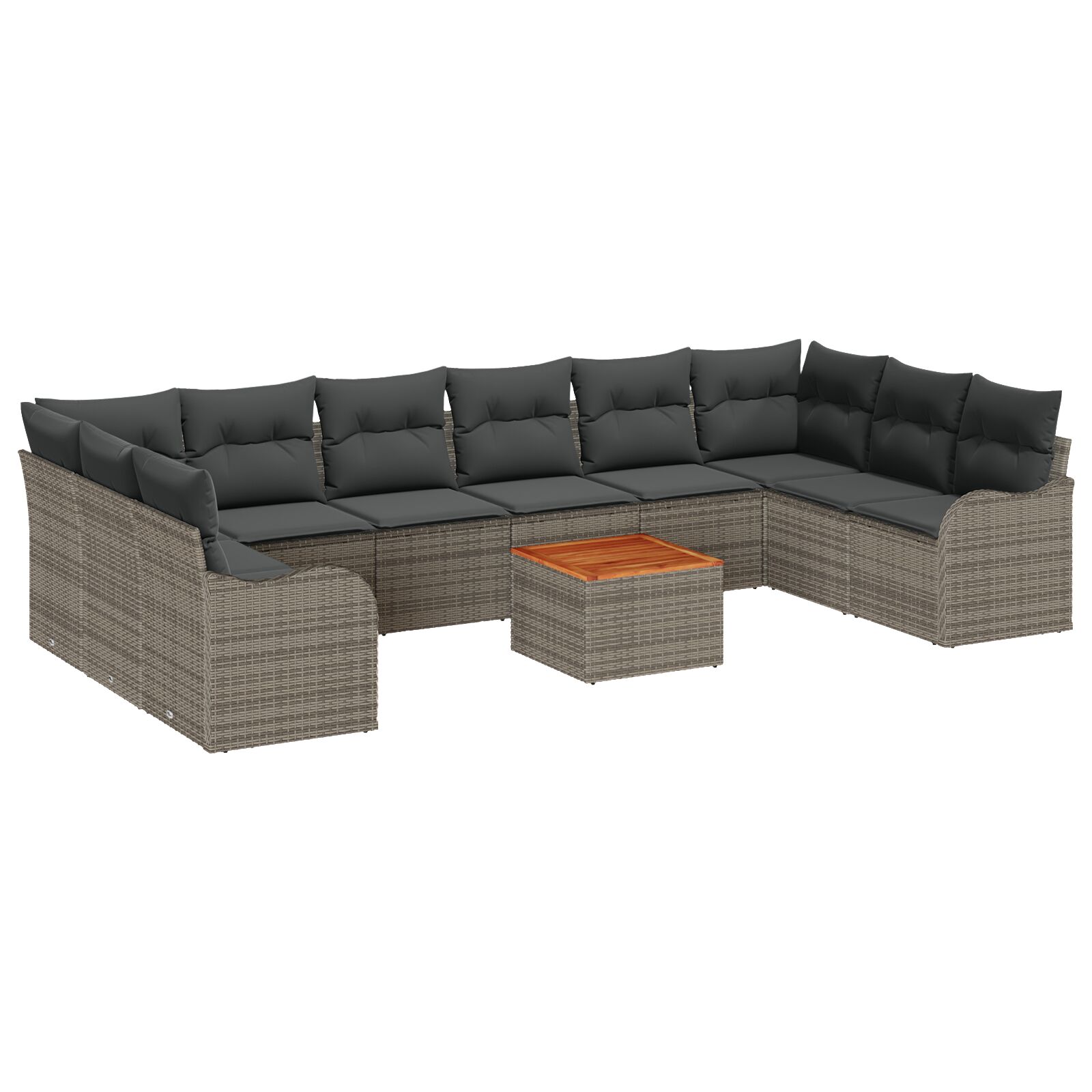 10-teiliges Garten Sofa Set mit Kissen Grau Poly-Rattan Akazie, 2-Sitzer Garten Sofa mit Kissen Grau Poly-Rattan 10-teiliges Garten Sofa Set mit Kissen Grau Poly-Rattan Akazie, 2-Sitzer Garten Sofa mit Kissen Grau Poly-Rattan