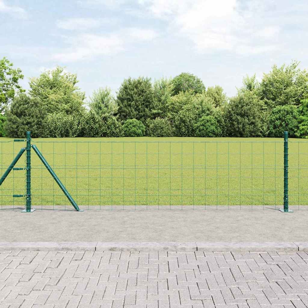 Euro Zaun mit 13 Flanschpfosten 0.6x25 m Galvanisierter Stahl