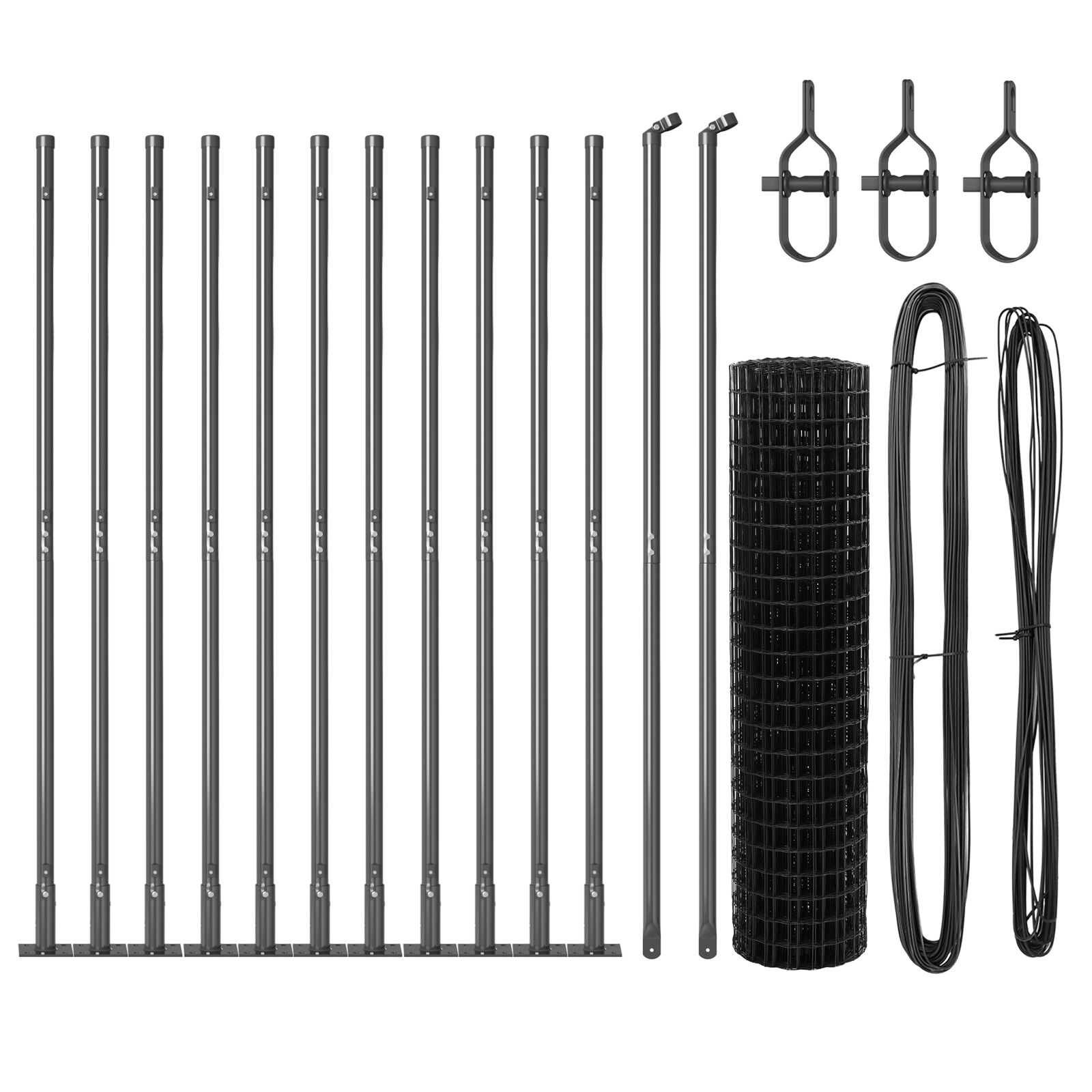 Euro Zaun Set aus 2 Grau Betonfundament, Metallpfosten 25 x 1 m