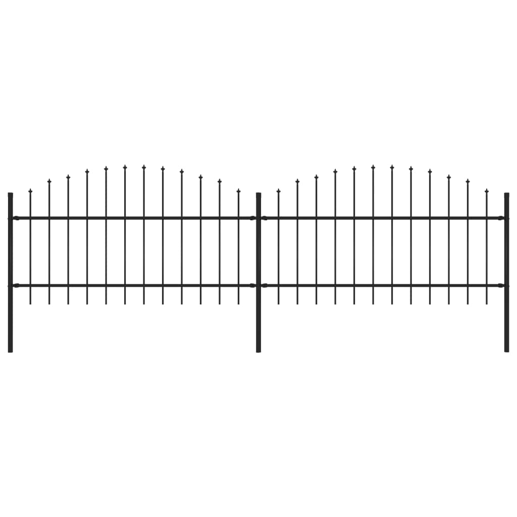 Gartenzaun mit Speerspitzen Stahl (1 - 1,25) x 3,4 m Schwarz