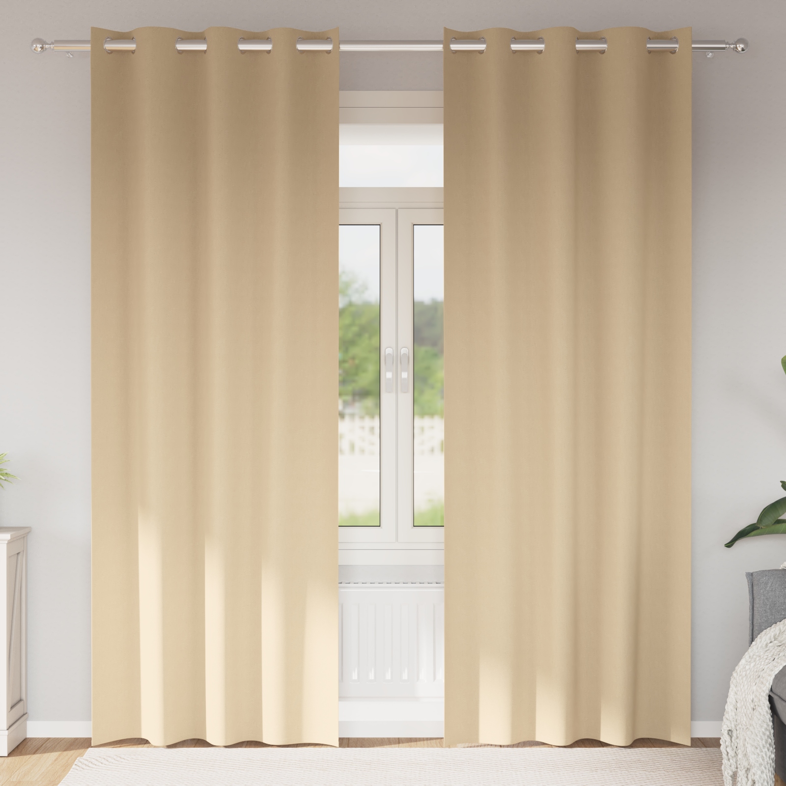 Vorhänge mit Vorhängen 2 pcs Creme 260 x 140 cm Polyester