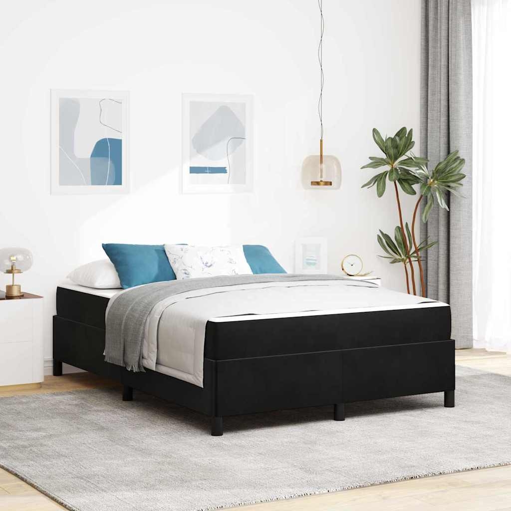 Bettgestell Schwarz und Weiß und Schwarz 140 x 190 cm Samt
