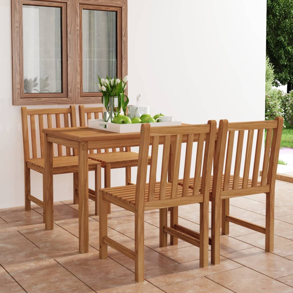 5-tlg. Garten-Essgruppe Teak Massivholz
