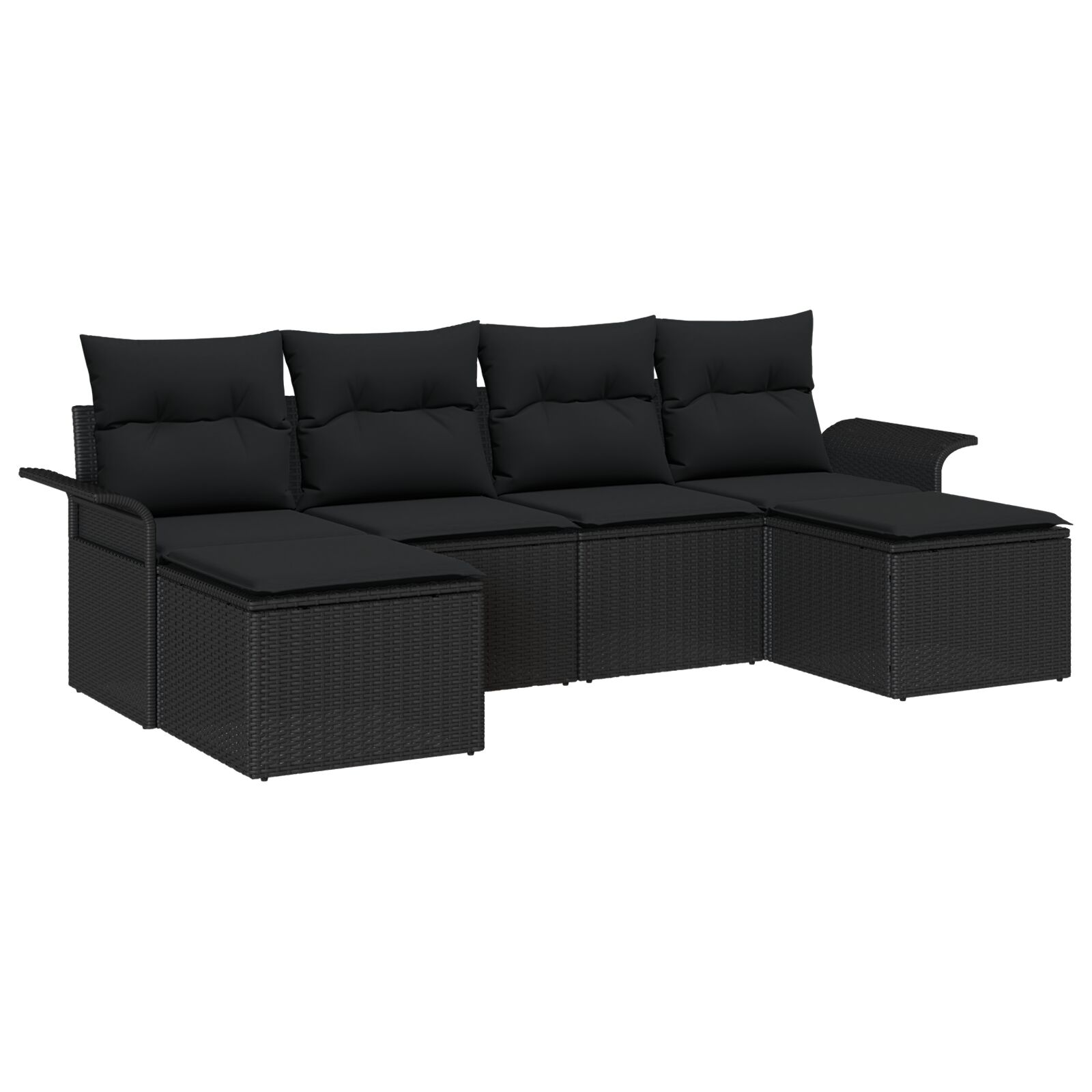 Garten-Sofa-Set Set aus 5 Schwarz Handgewebtes Rattan Groß Garten-Sofa-Set Set aus 5 Schwarz Handgewebtes Rattan Groß