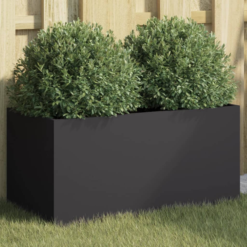 Pflanzkübel Schwarz 62x30x29 cm Kaltgewalzter Stahl