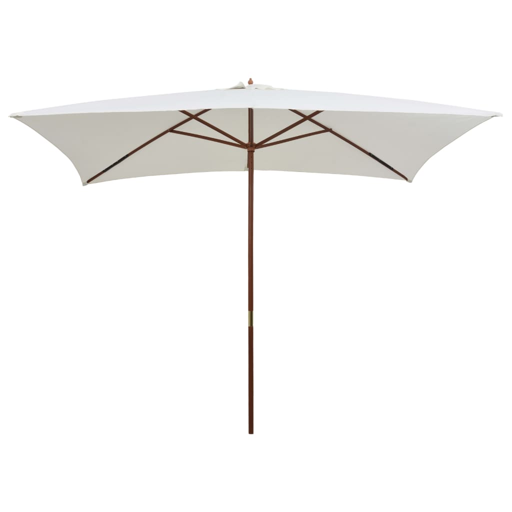 Sonnenschirm 200×300 cm Holzstange Cremeweiß