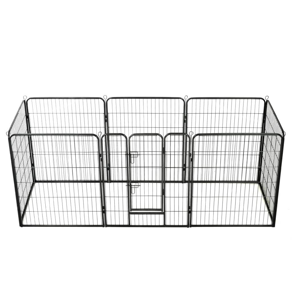 Hunde-Laufgitter 8 Paneele Stahl 80 x 100 cm Schwarz