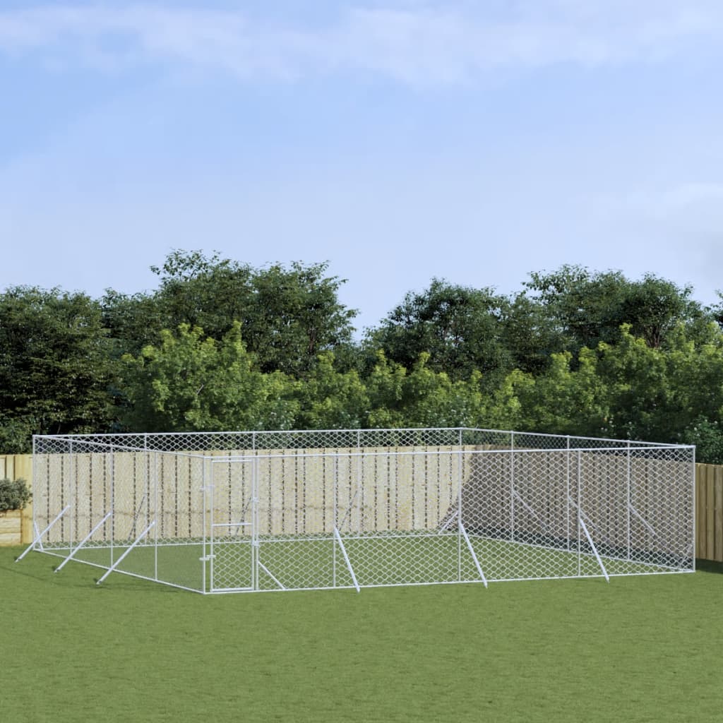 Outdoor-Hundezwinger Silbern 8x8x2 m Verzinkter Stahl Outdoor-Hundezwinger Silbern 8x8x2 m Verzinkter Stahl