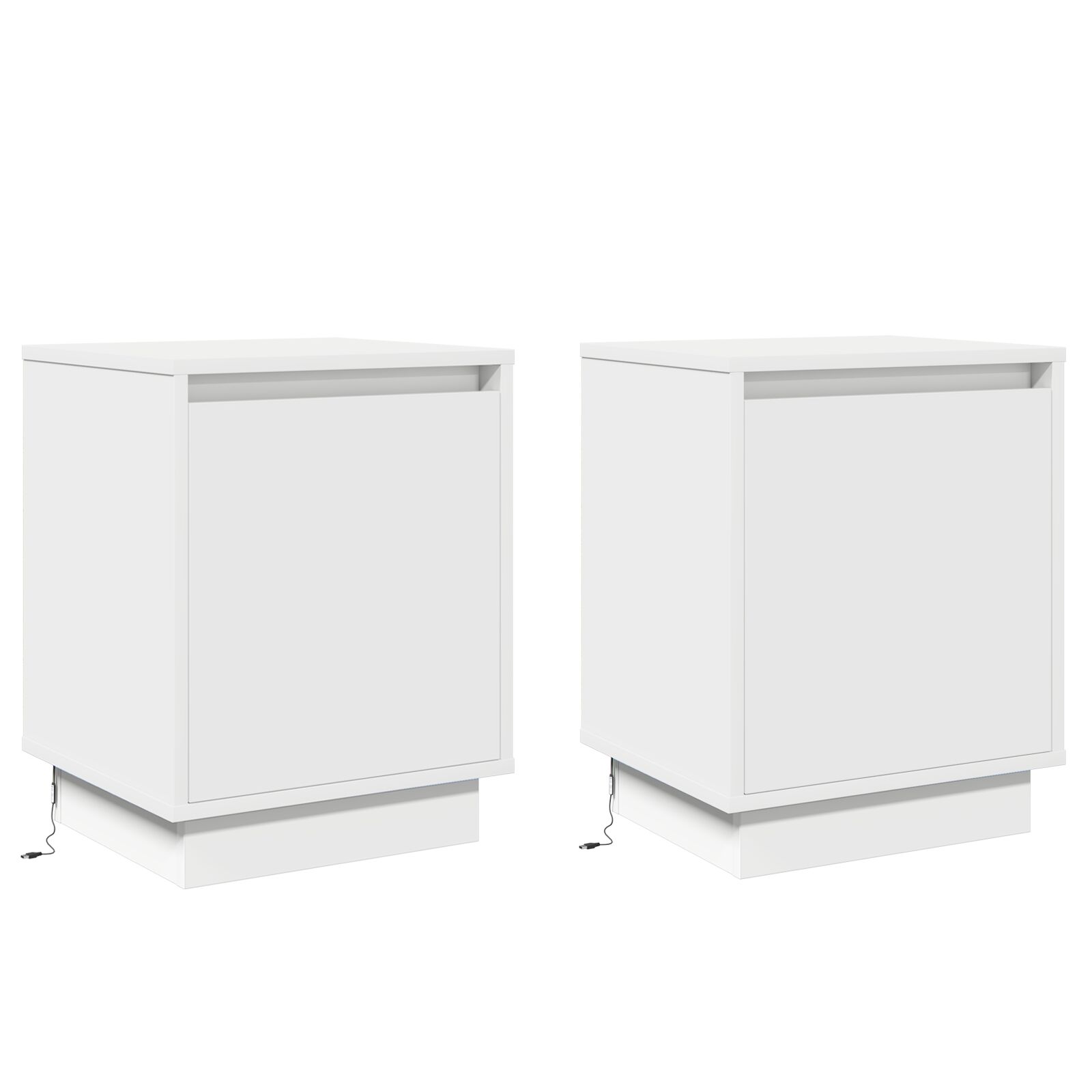 Nachttische mit LED-Lichtern 2 Stk. Weiß 39x34,5x50 cm