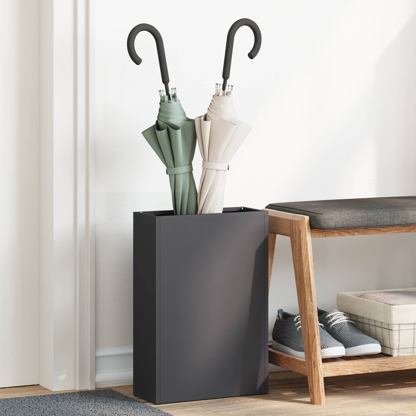 Regenschirmständer Schwarz Metall Standard Stauraum
