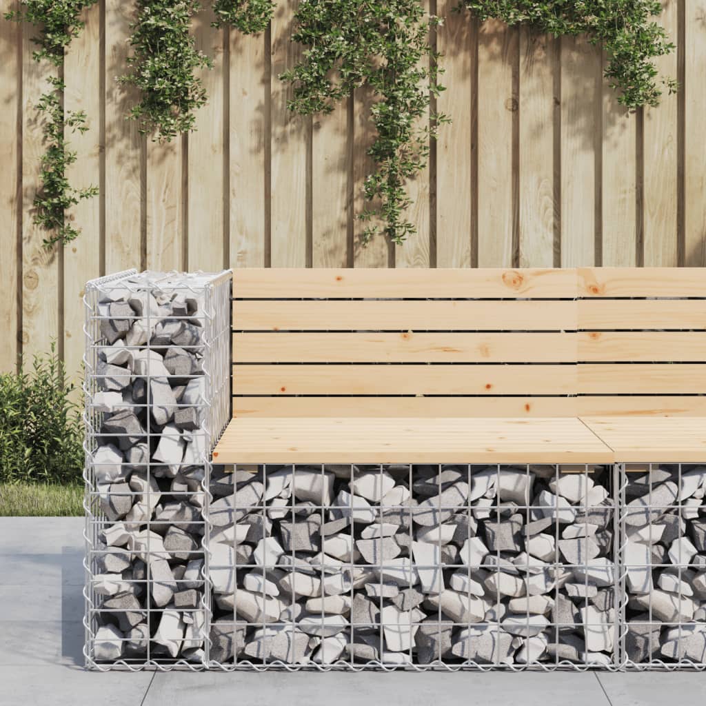 Gartenbank aus Gabionen 92x71x65,5 cm Massivholz Kiefer Gartenbank aus Gabionen 92x71x65,5 cm Massivholz Kiefer