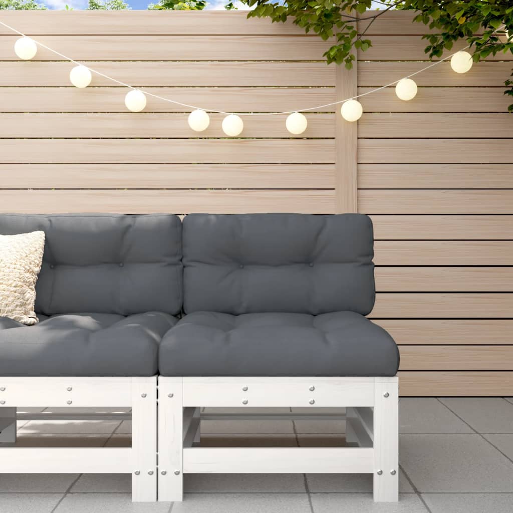 Mittelsofa mit Kissen Weiß Massivholz Kiefer Mittelsofa mit Kissen Weiß Massivholz Kiefer