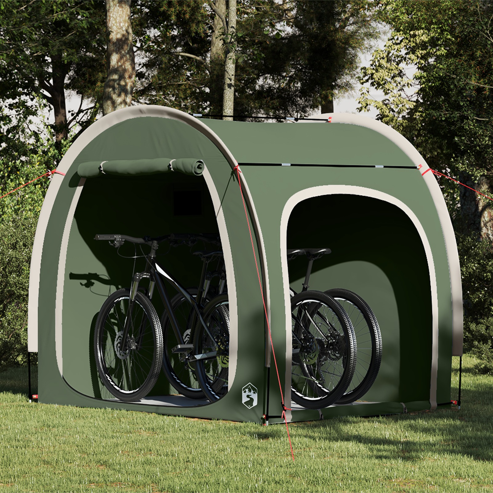 Fahrradgarage mit Dach mit Speicher mit Luftentlüftung Grün