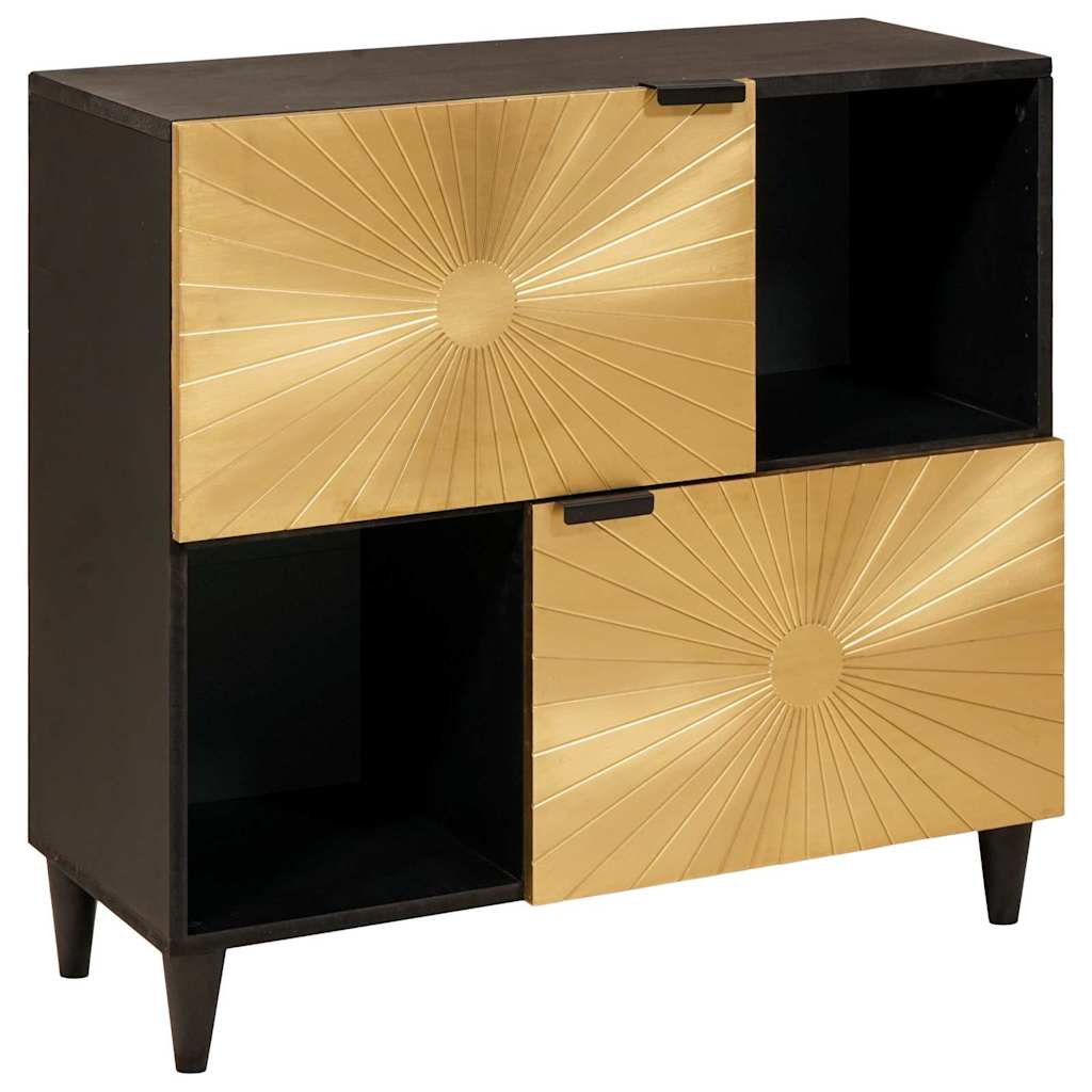 Beistellschrank mit Speicher Schwarz und Gold 80 x 33.5 x 75 cm Beistellschrank mit Speicher Schwarz und Gold 80 x 33.5 x 75 cm