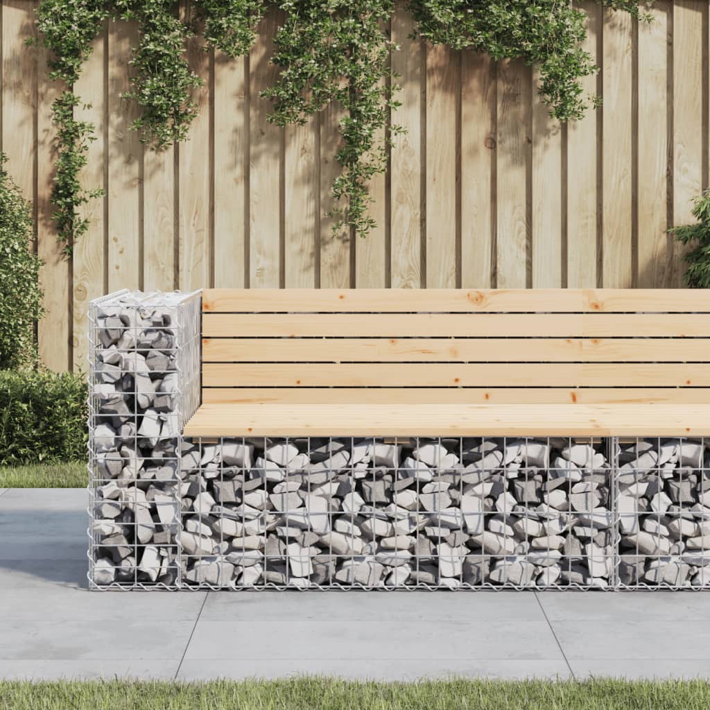 Gartenbank aus Gabionen 122x71x65,5 cm Massivholz Kiefer Gartenbank aus Gabionen 122x71x65,5 cm Massivholz Kiefer
