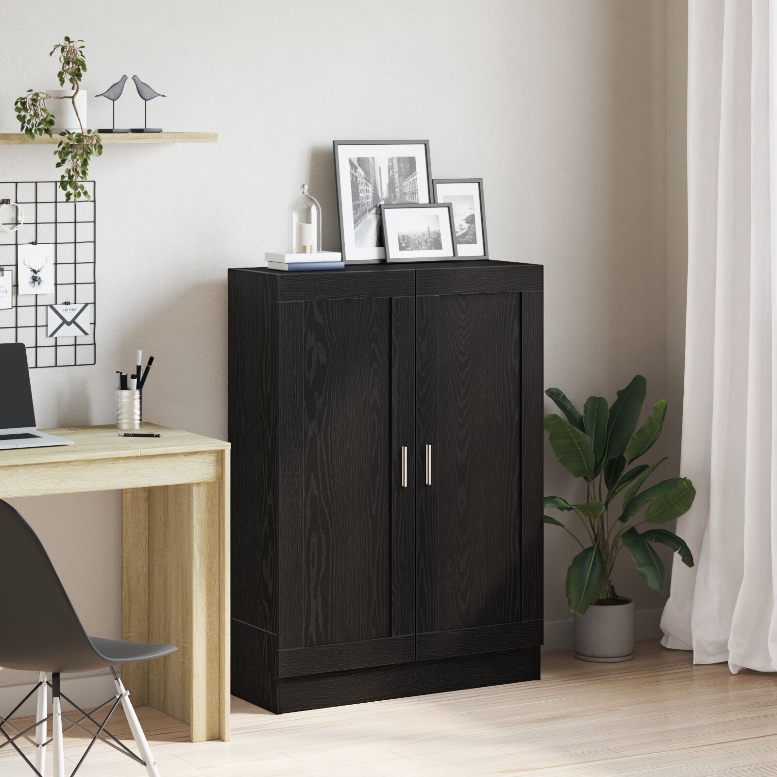 vidaXL Bücherregal Schwarz Eiche 82,5x30,5x115 cm Holzwerkstoff