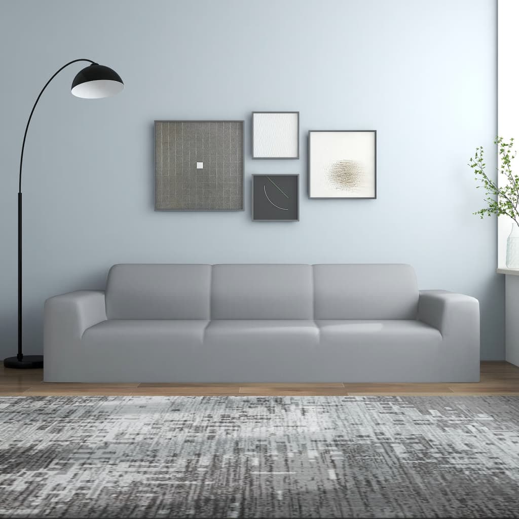 Stretch Sofahusse 4-Sitzer Grau Polyester-Jersey Stretch Sofahusse 4-Sitzer Grau Polyester-Jersey