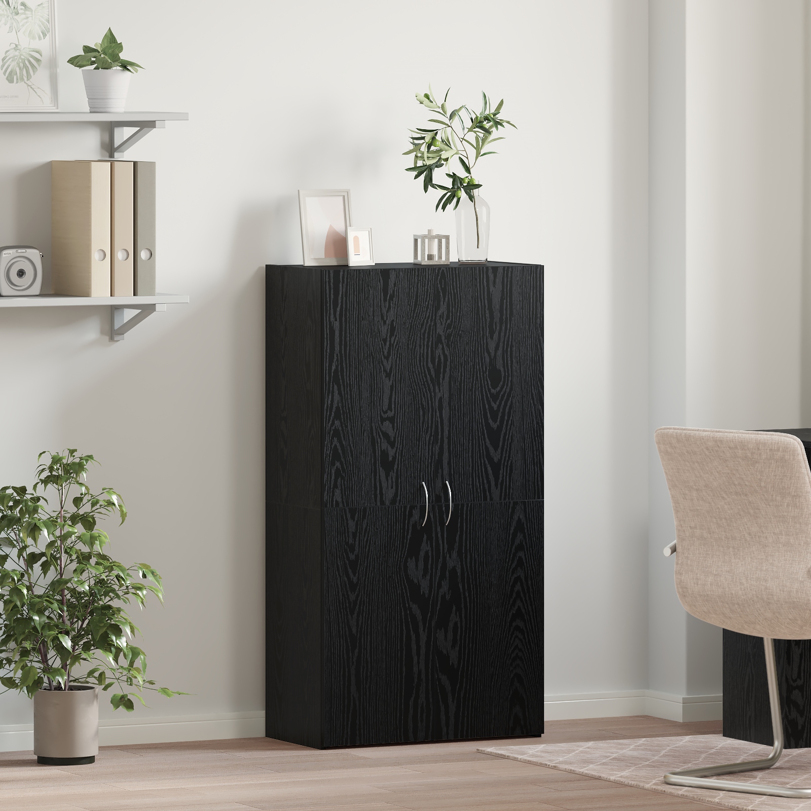 Büroschrank Schwarze Eiche 60 x 32 x 115 cm Holzwerkstoff