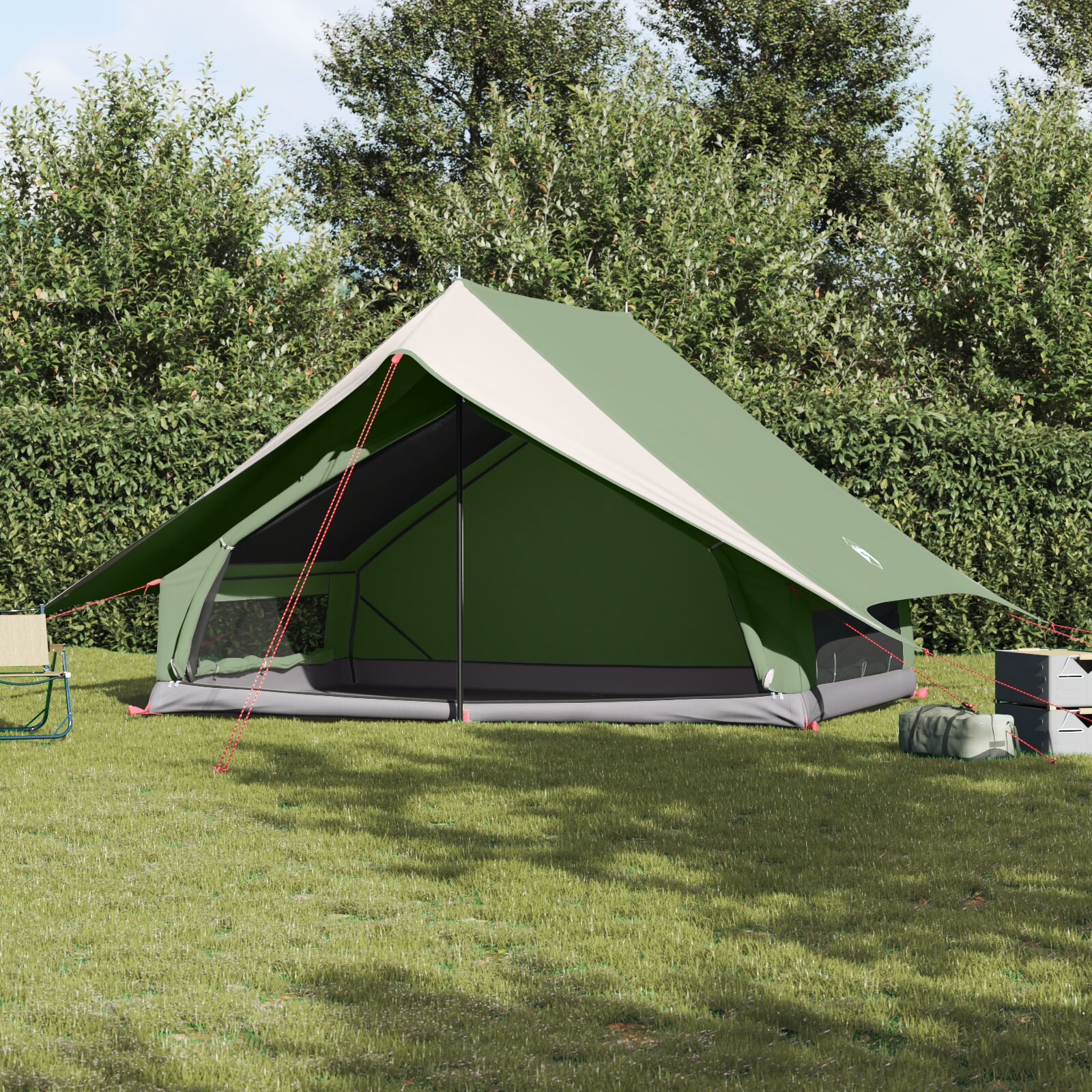 7-Personen Campingzelt Grün Polyester, Stahl 7-Personen