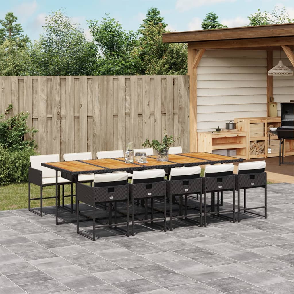 11-tlg. Garten-Essgruppe mit Kissen Schwarz Poly Rattan 11-tlg. Garten-Essgruppe mit Kissen Schwarz Poly Rattan