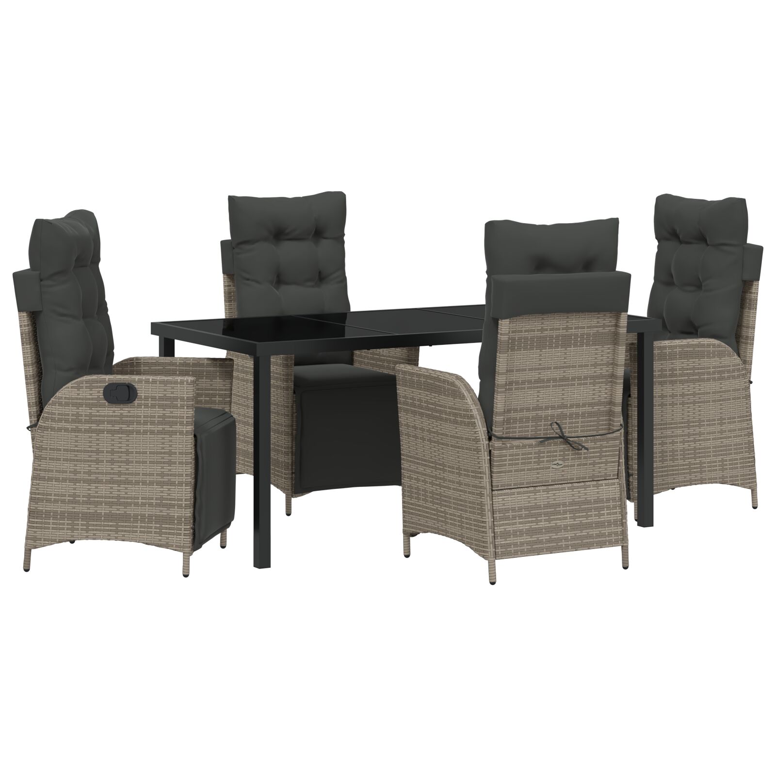 5-teiliges Set für Garten-Essbereich Grau Poly Rattan