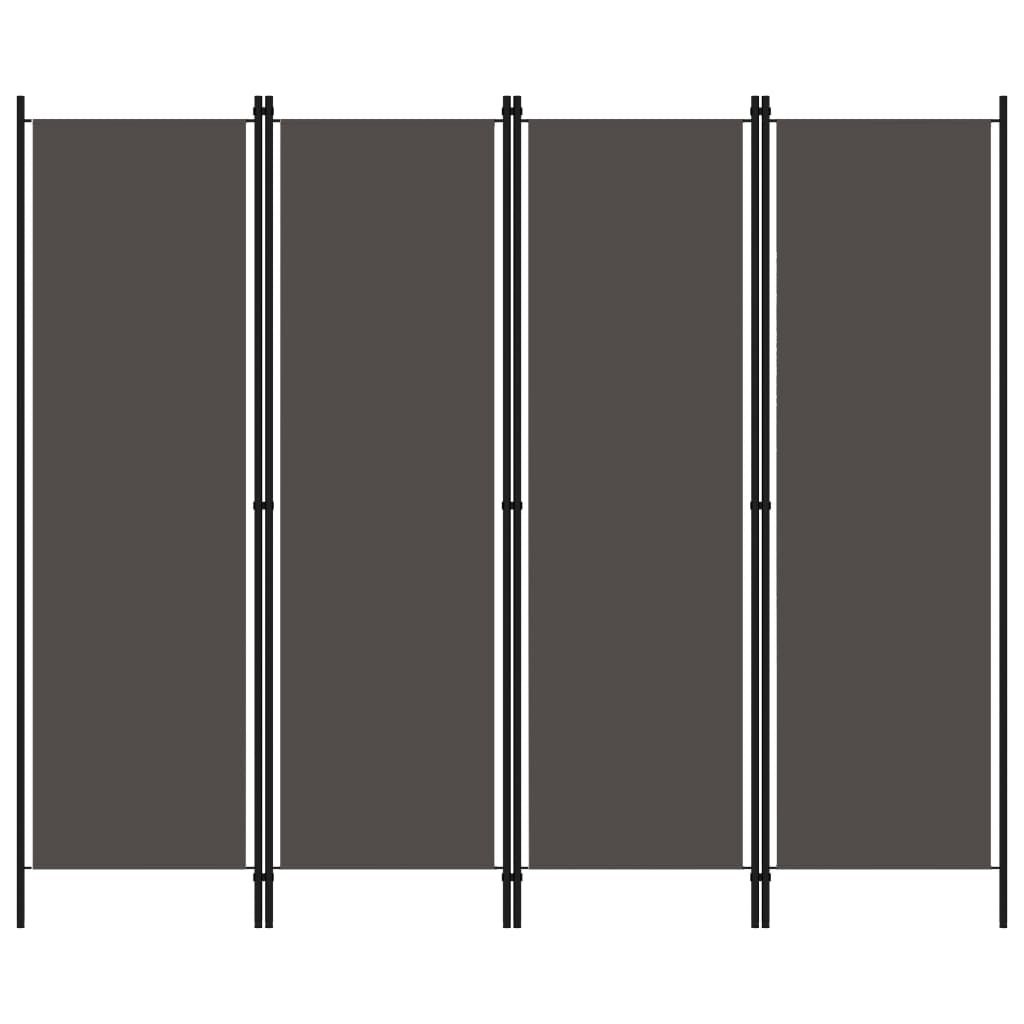 4-tlg. Raumteiler Anthrazit 200x180 cm